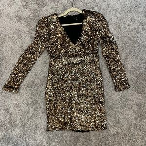 Gold sparkly long sleeve dress
